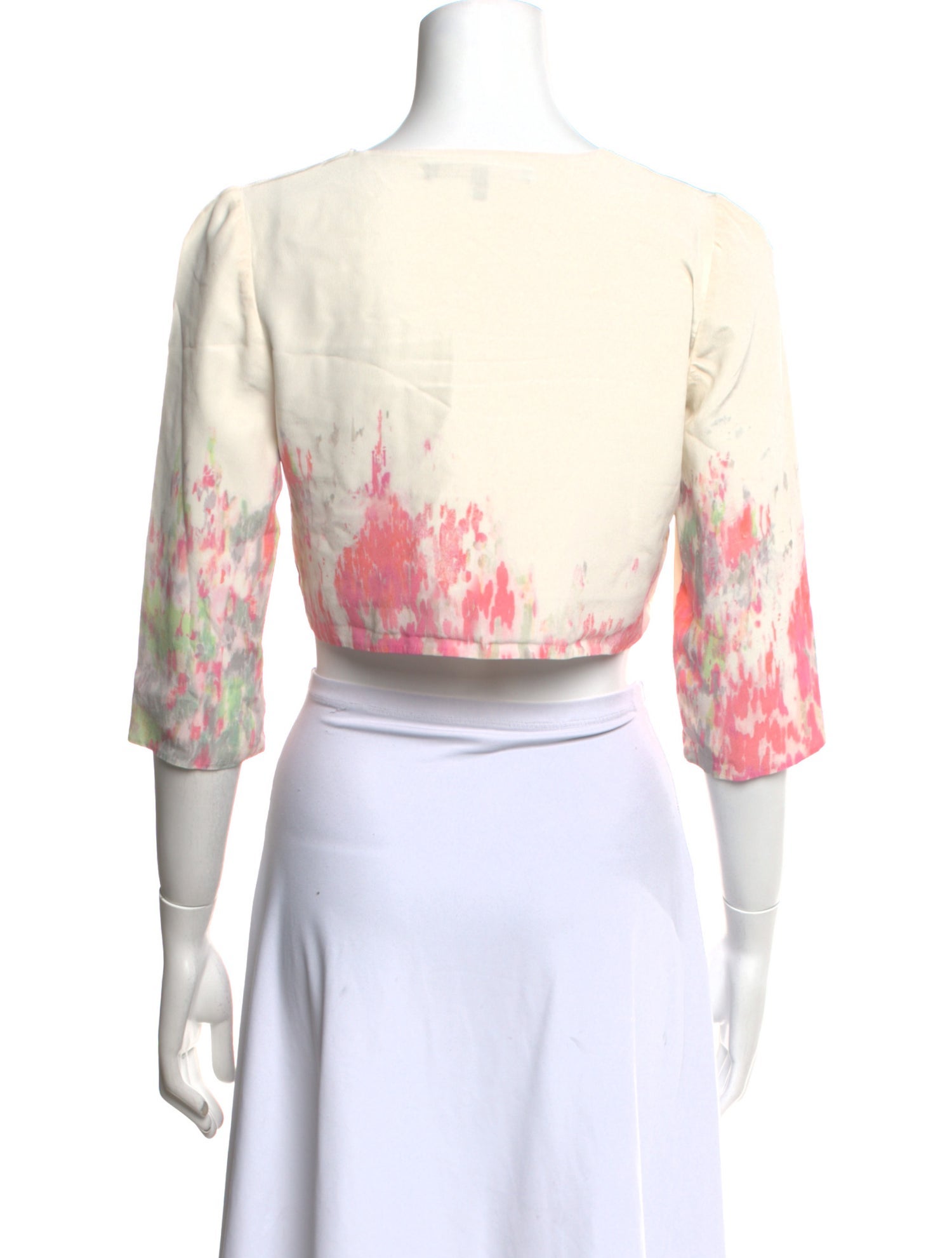 Alessandro Dell'Acqua Silk Floral Print Crop Top